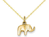 Elephant Charm Pendant Necklace in 14K Yellow Gold with Chain